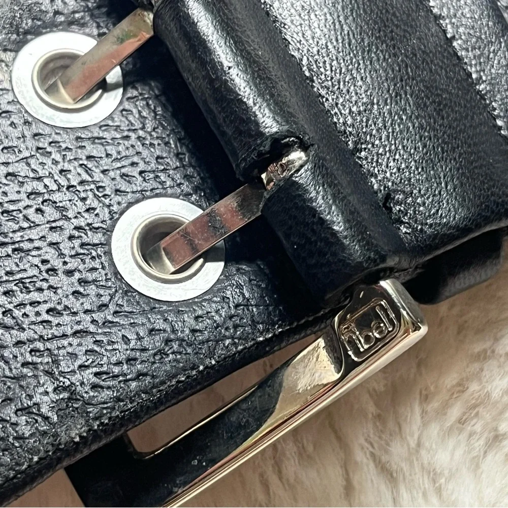 SUZI ROHER Waist Black Leather Oversized Belt
